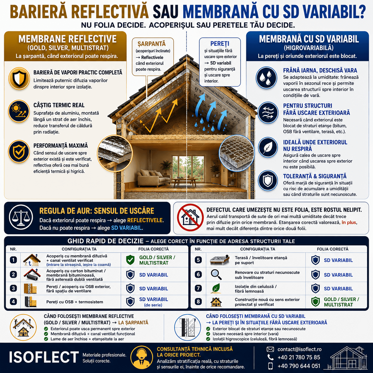 Unde folosești membranele Gold. Silver sau Multistrat și unde cu SD variabil? - Isoflect Insulation