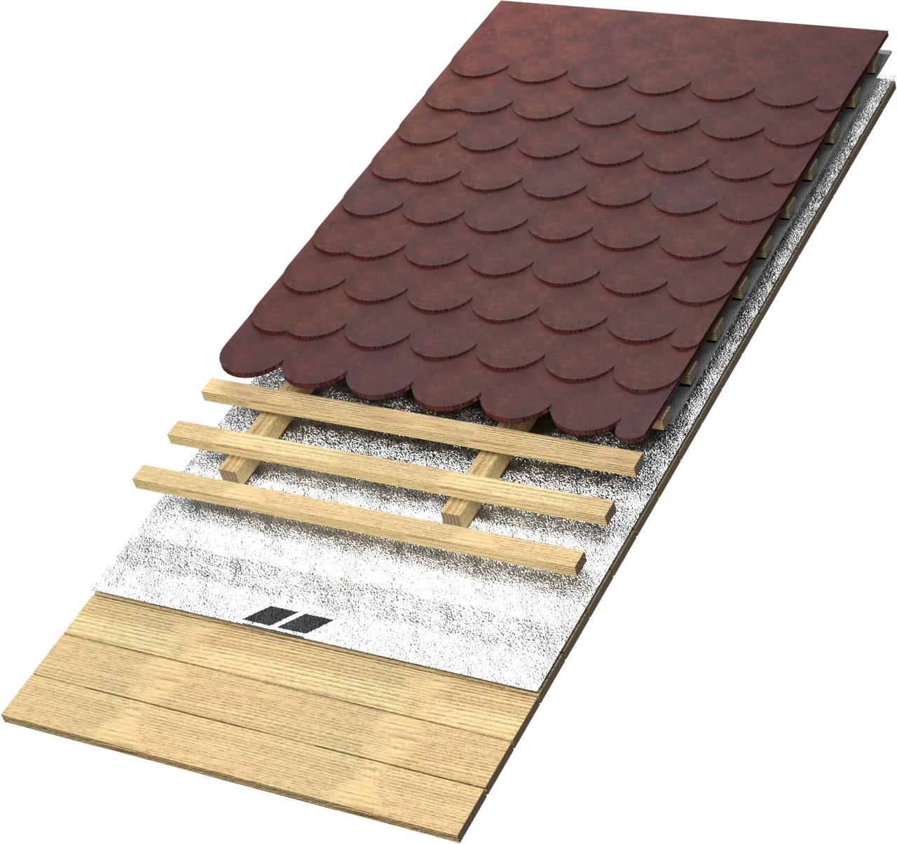 Under the roof covering